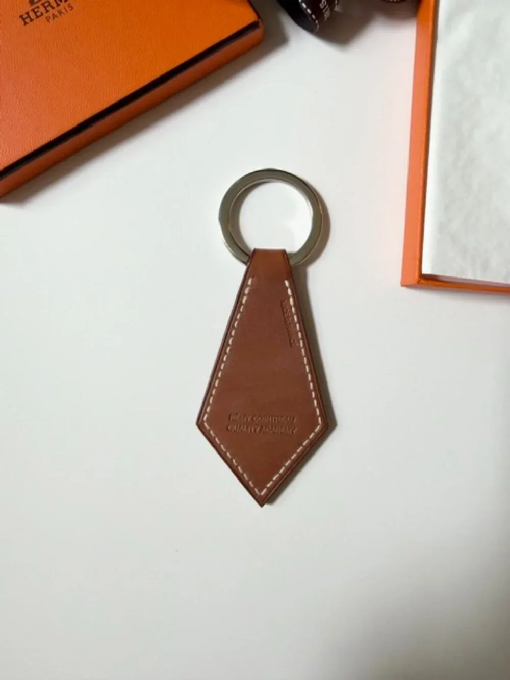 Hermes Leather Tab Key Chain - Brown
